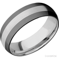 7 mm wide/Domed/Cobalt Chrome band with two 2 mm Double Off Center Edge inlays of Zirconium.