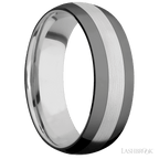 7 mm wide/Domed/Cobalt Chrome band with two 2 mm Double Off Center Edge inlays of Zirconium.