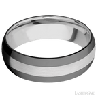 7 mm wide/Domed/Cobalt Chrome band with two 2 mm Double Off Center Edge inlays of Zirconium.