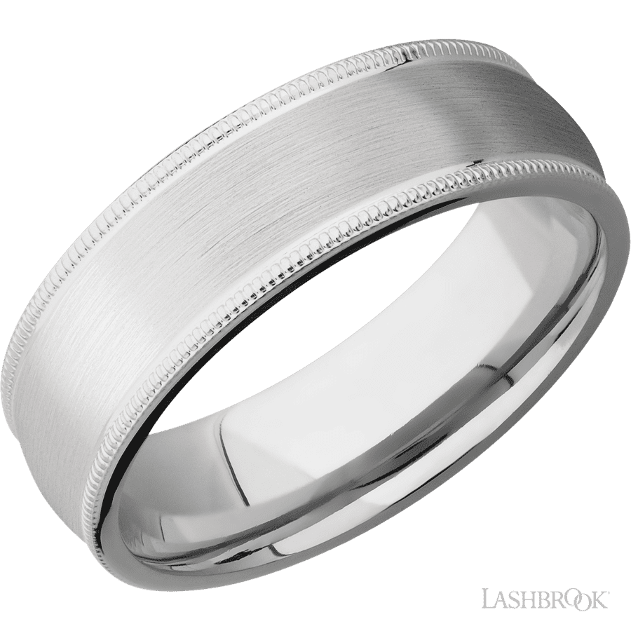 7 mm wide Domed Milgrain Edges Cobalt Chrome band.