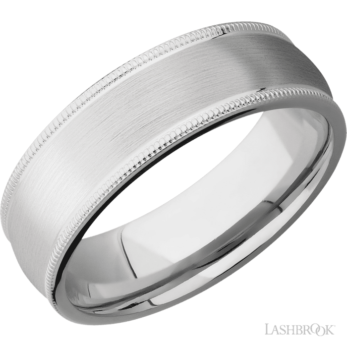 7 mm wide Domed Milgrain Edges Cobalt Chrome band.