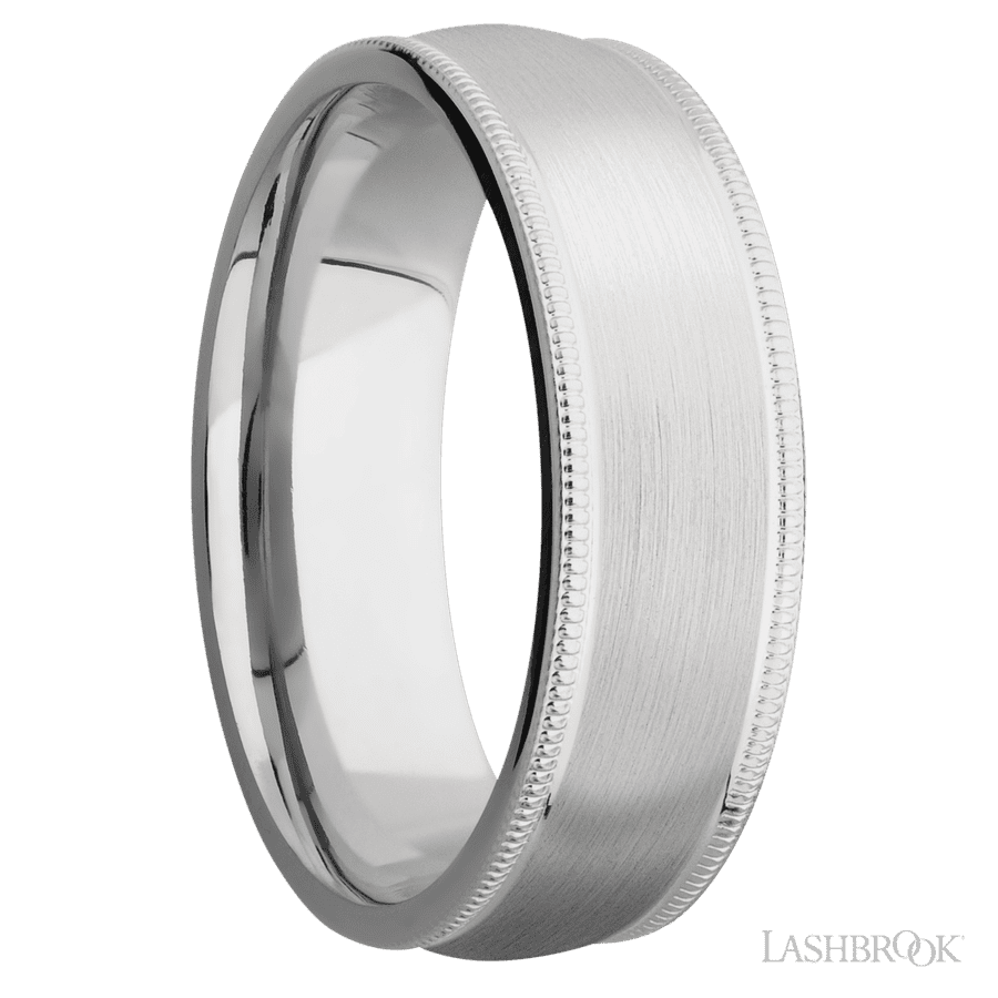 7 mm wide Domed Milgrain Edges Cobalt Chrome band.