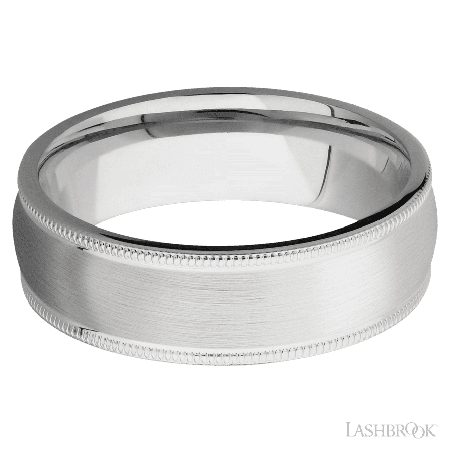 7 mm wide Domed Milgrain Edges Cobalt Chrome band.