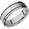 7 mm wide/Flat/Cobalt Chrome band with one 4 mm Centered inlay of Meteorite.