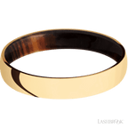 4 mm wide Domed 14K Yellow Gold band featuring a Cocobolo sleeve.