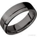 7 mm wide Flat with Off Center Accent Groove Tantalum Noir band.