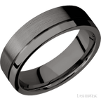 7 mm wide Flat with Off Center Accent Groove Tantalum Noir band.