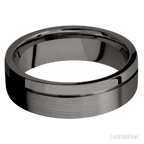 7 mm wide Flat with Off Center Accent Groove Tantalum Noir band.
