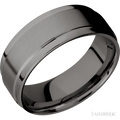 8 mm wide Flat Wide Grooved Edges Tantalum Noir band.