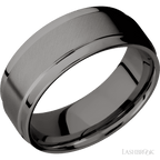 8 mm wide Flat Wide Grooved Edges Tantalum Noir band.