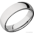 6 mm wide/Domed/14K White Gold band with two 1 mm Sidebraid inlays of 14K White Gold.