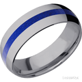 7 mm wide/Domed/Tantalum band with one 2 mm Centered inlay of Lapis.