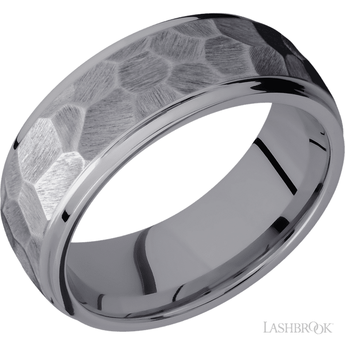 8 mm wide Domed Stepped Down Edges Tantalum band.
