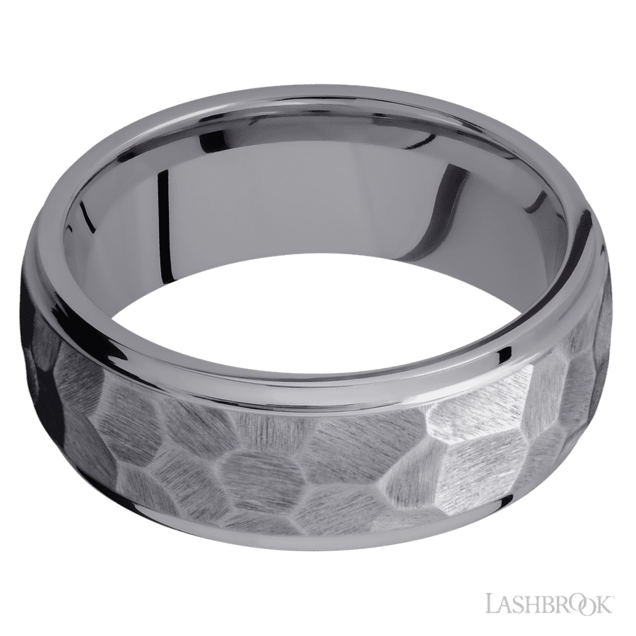 8 mm wide Domed Stepped Down Edges Tantalum band.