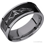 8 mm wide/Flat/Tantalum band with a laser carved Mountain 2 pattern.