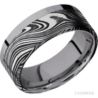 8 mm wide/Flat/Tantalum band with one 6 mm Off Center Edge inlay of Marble.
