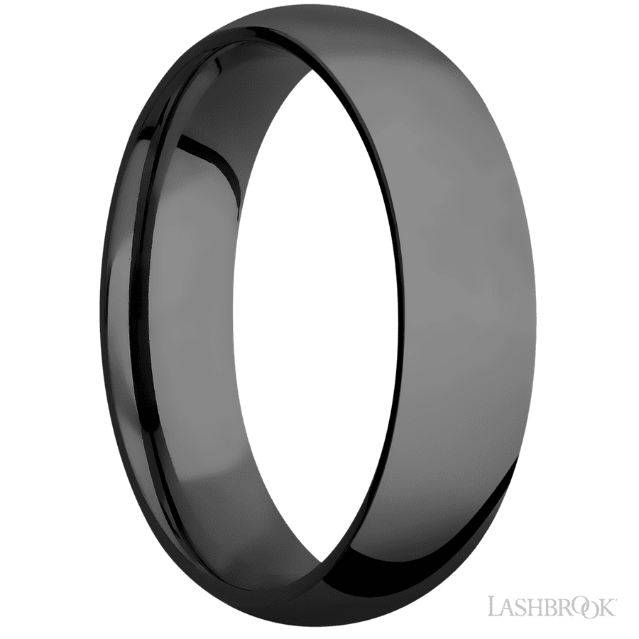 6 mm wide Domed Zirconium band.