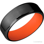 7 mm wide Beveled Zirconium band featuring a Hunter Orange sleeve.