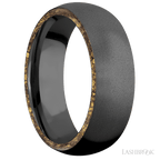 7 mm wide/Domed/Zirconium band with two 1 mm Side inlays of Alaskan Gold Nugget.