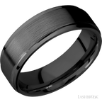7 mm wide Flat Grooved Edges Zirconium band.