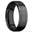 7 mm wide Flat Grooved Edges Zirconium band.