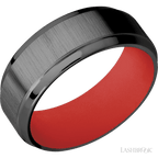 8 mm wide Stepped Bevel Zirconium band featuring a USMC Red sleeve.