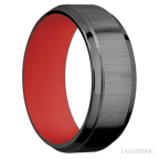 8 mm wide Stepped Bevel Zirconium band featuring a USMC Red sleeve.