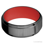 8 mm wide Stepped Bevel Zirconium band featuring a USMC Red sleeve.