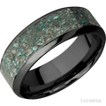 8 mm wide/High Bevel/Zirconium band with one 5 mm Centered inlay of Ocean Jasper.