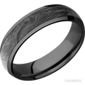 6 mm wide/Domed/Zirconium band with one 4 mm Centered inlay of Forged Carbon Fiber.