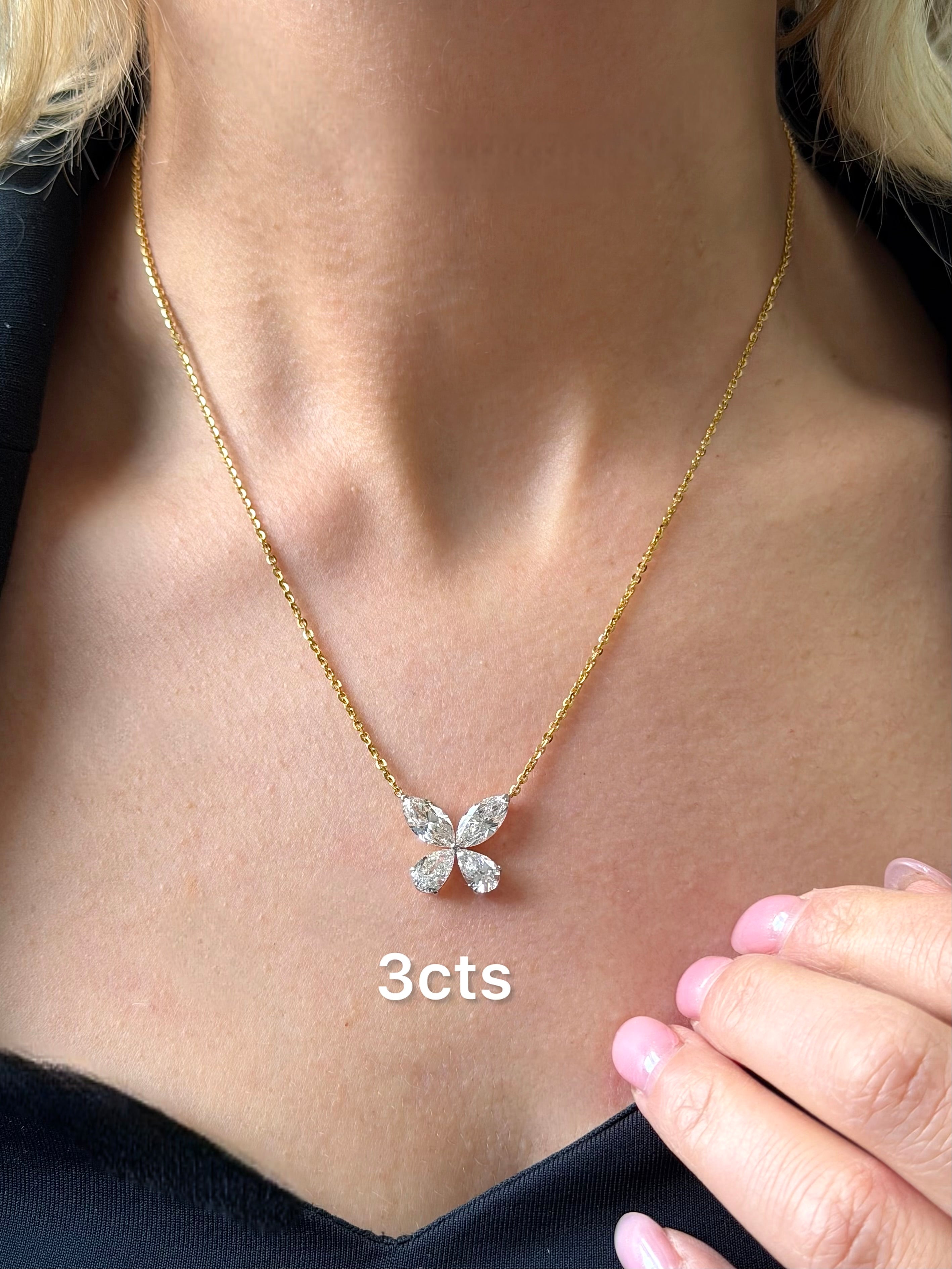 Lab Grown Diamond Marquise & Pear Cut Flower Pendant