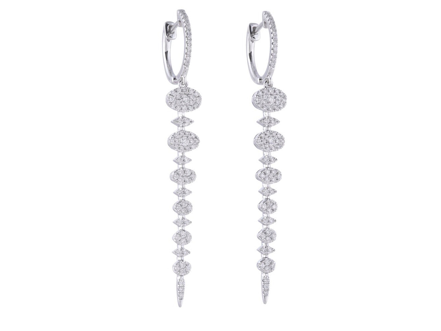 Diamond Earrings - 14 KT White Gold
