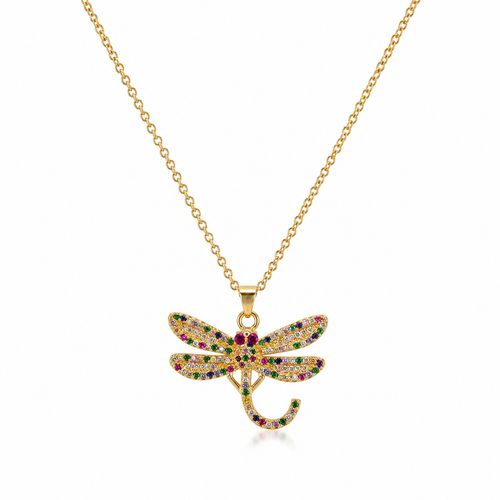 Multicolor Dragonfly Necklace by AZ Essentials