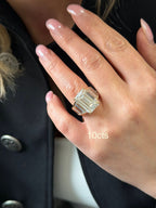 Lab-Grown Emerald-Cut Ring with Emerald-Cut Trapezoids