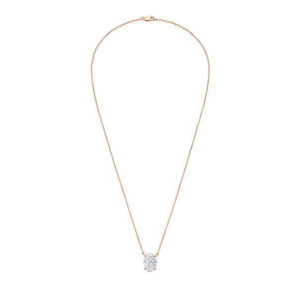Lab-Grown Oval Diamond Solitaire Pendant Necklace, 4-Prong