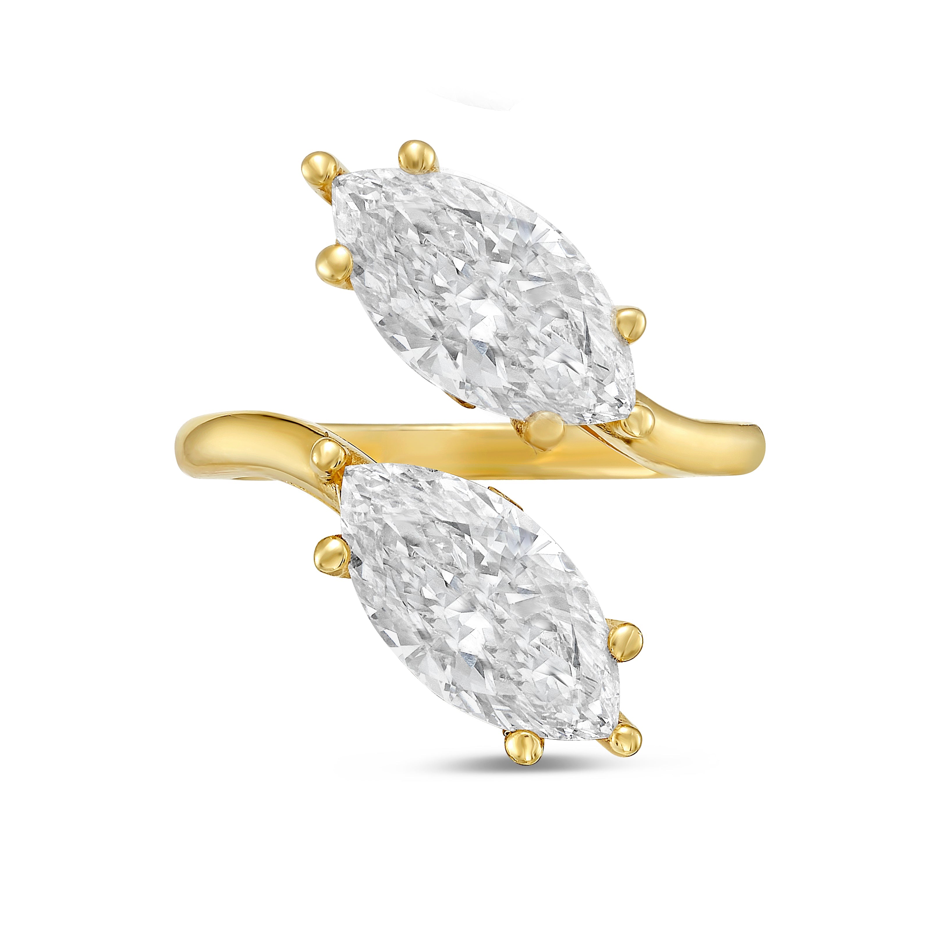 Lab-Grown Marquise Toi Et Moi Diamond Ring, 14K Gold