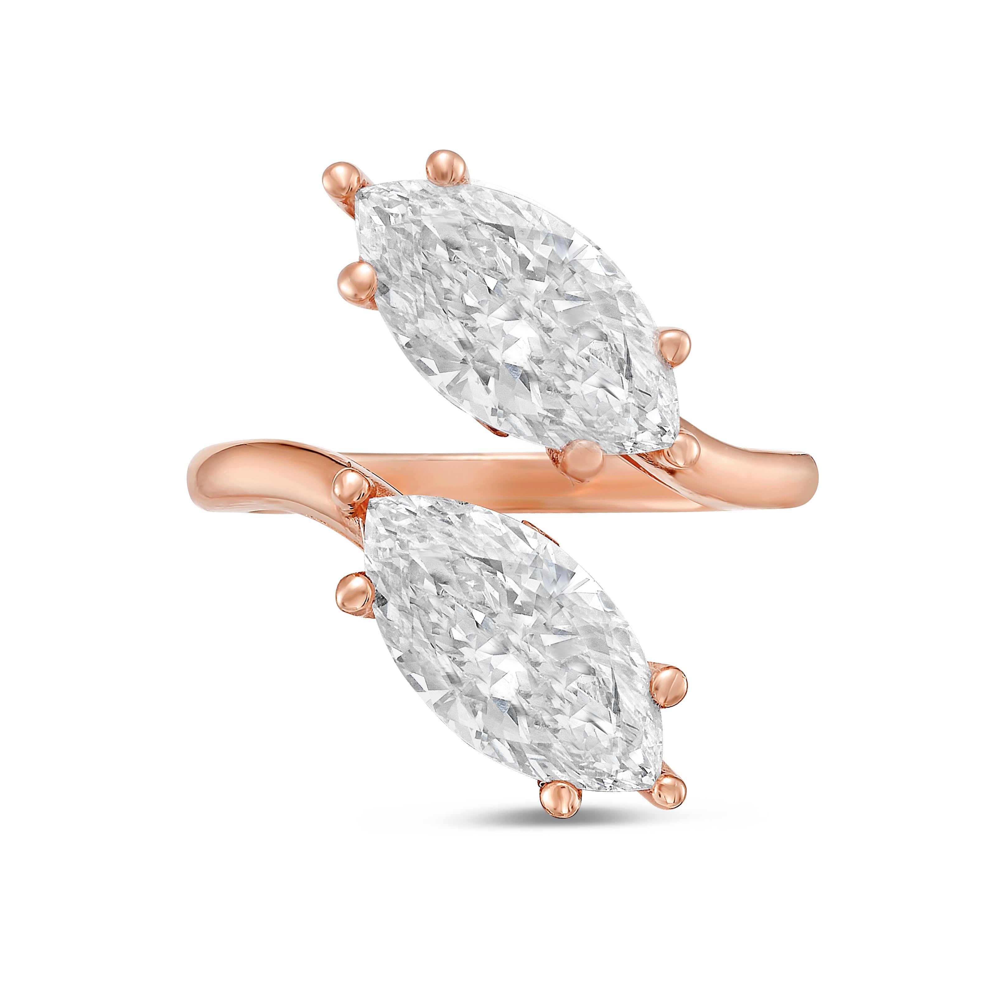 Lab-Grown Marquise Toi Et Moi Diamond Ring, 14K Gold