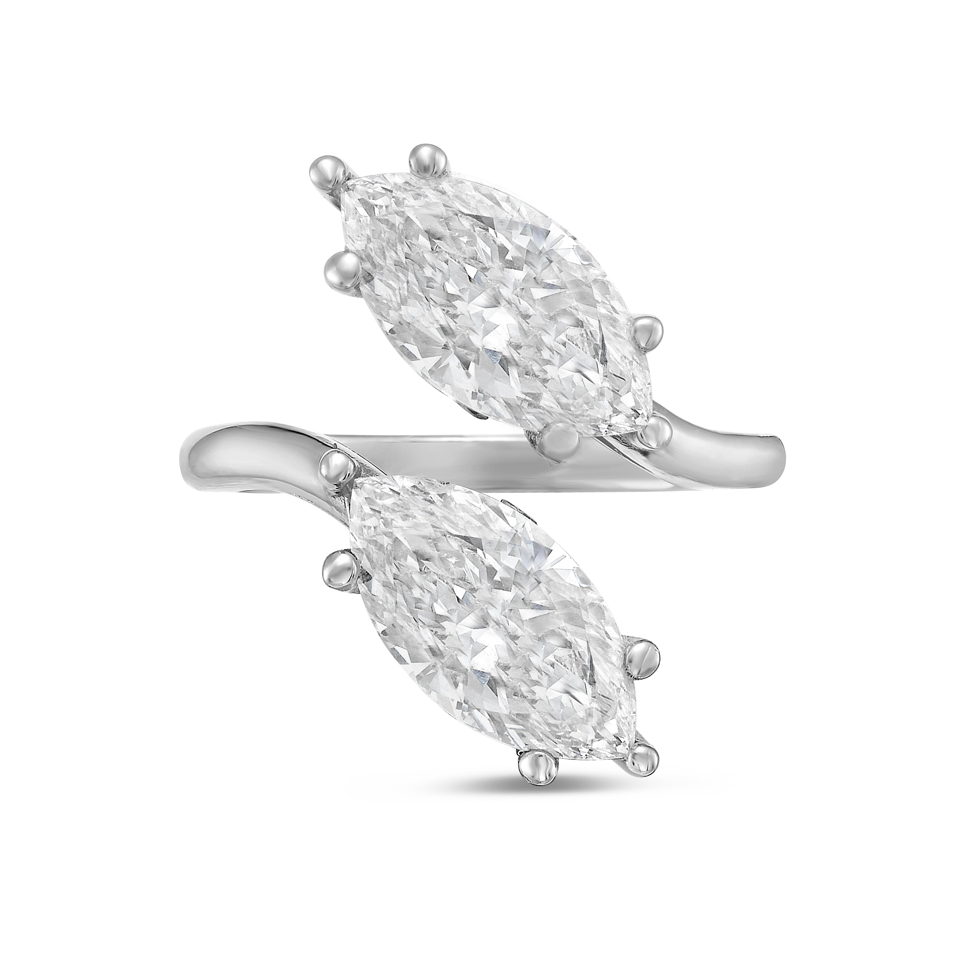 Lab-Grown Marquise Toi Et Moi Diamond Ring, 14K Gold