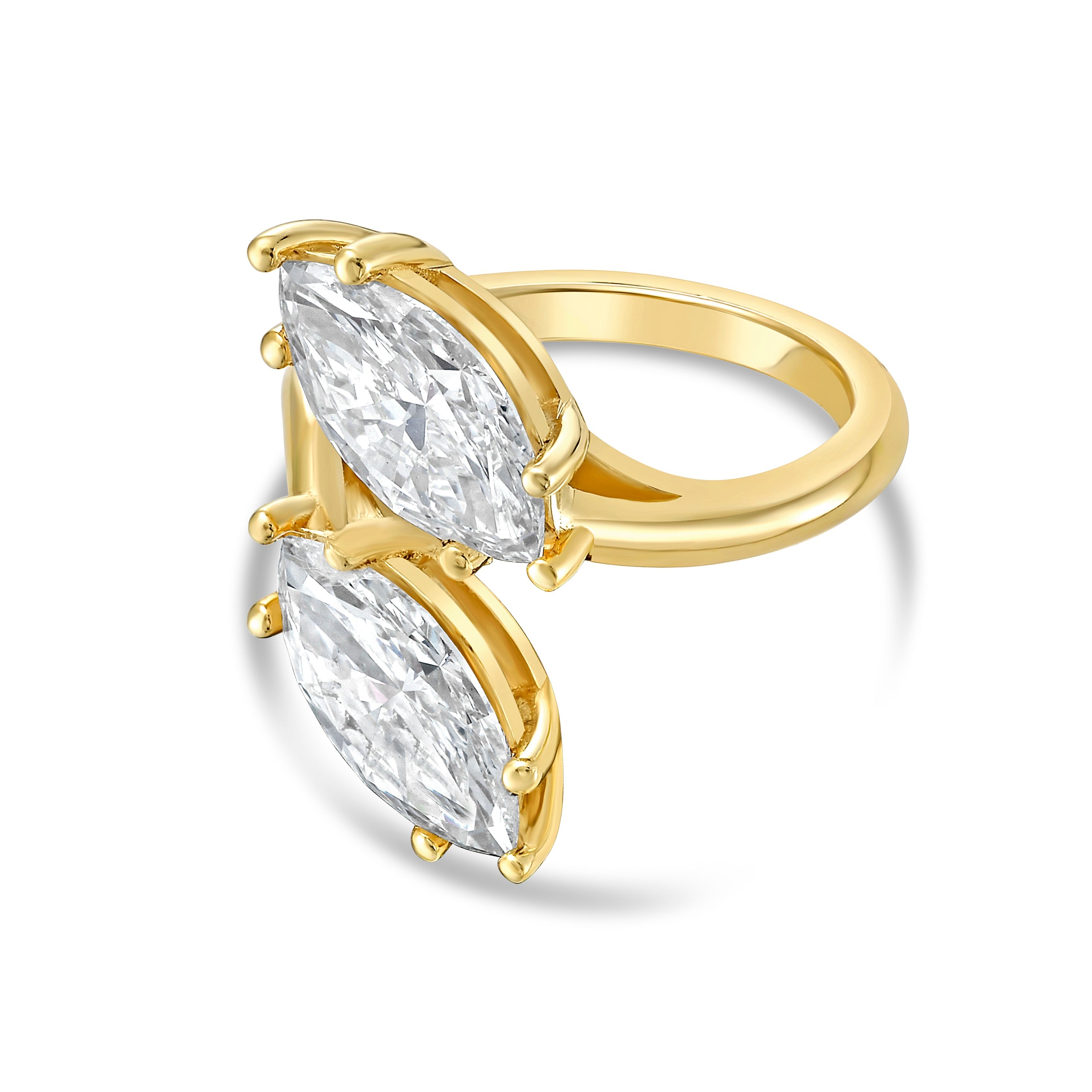 Lab-Grown Marquise Toi Et Moi Diamond Ring, 14K Gold