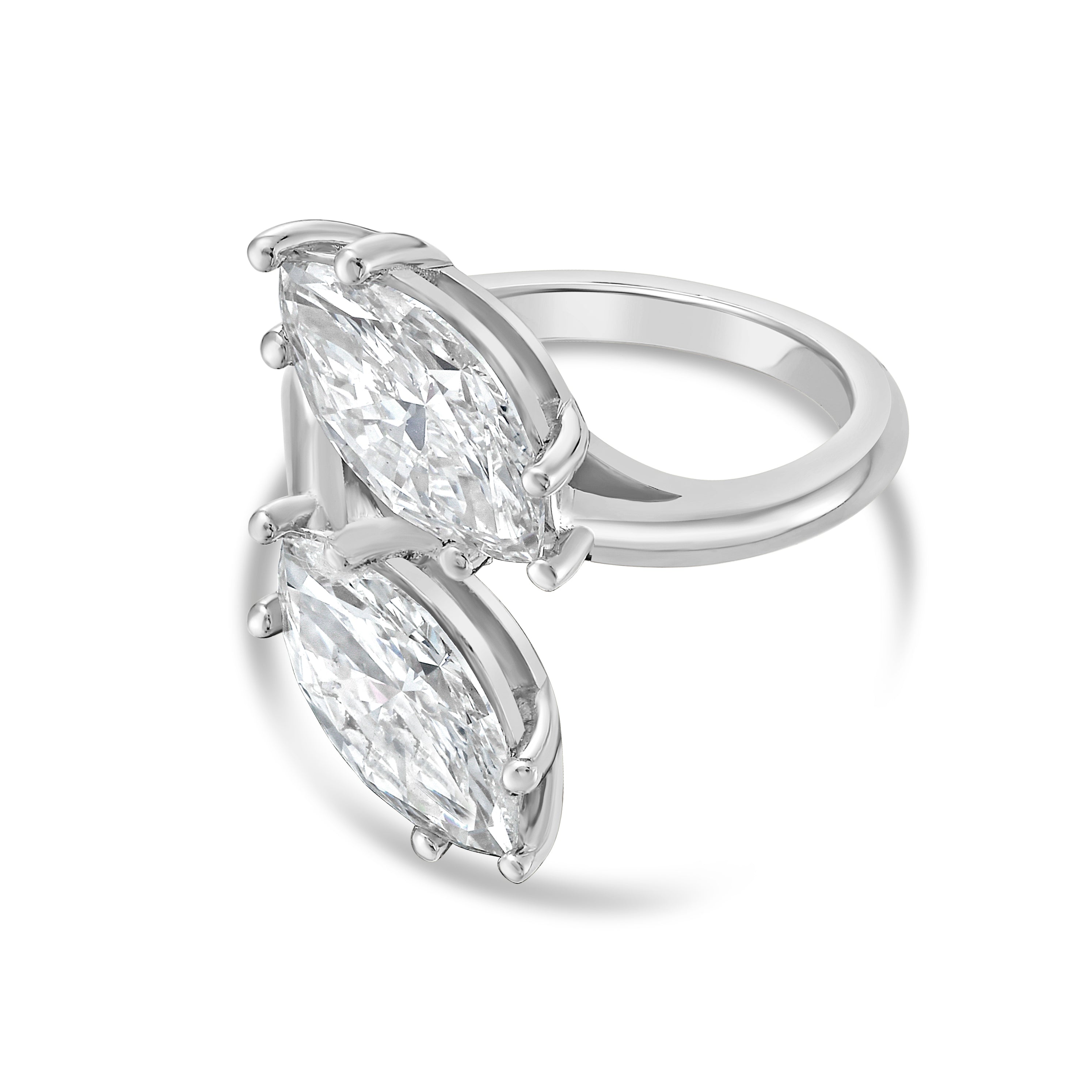 Lab-Grown Marquise Toi Et Moi Diamond Ring, 14K Gold