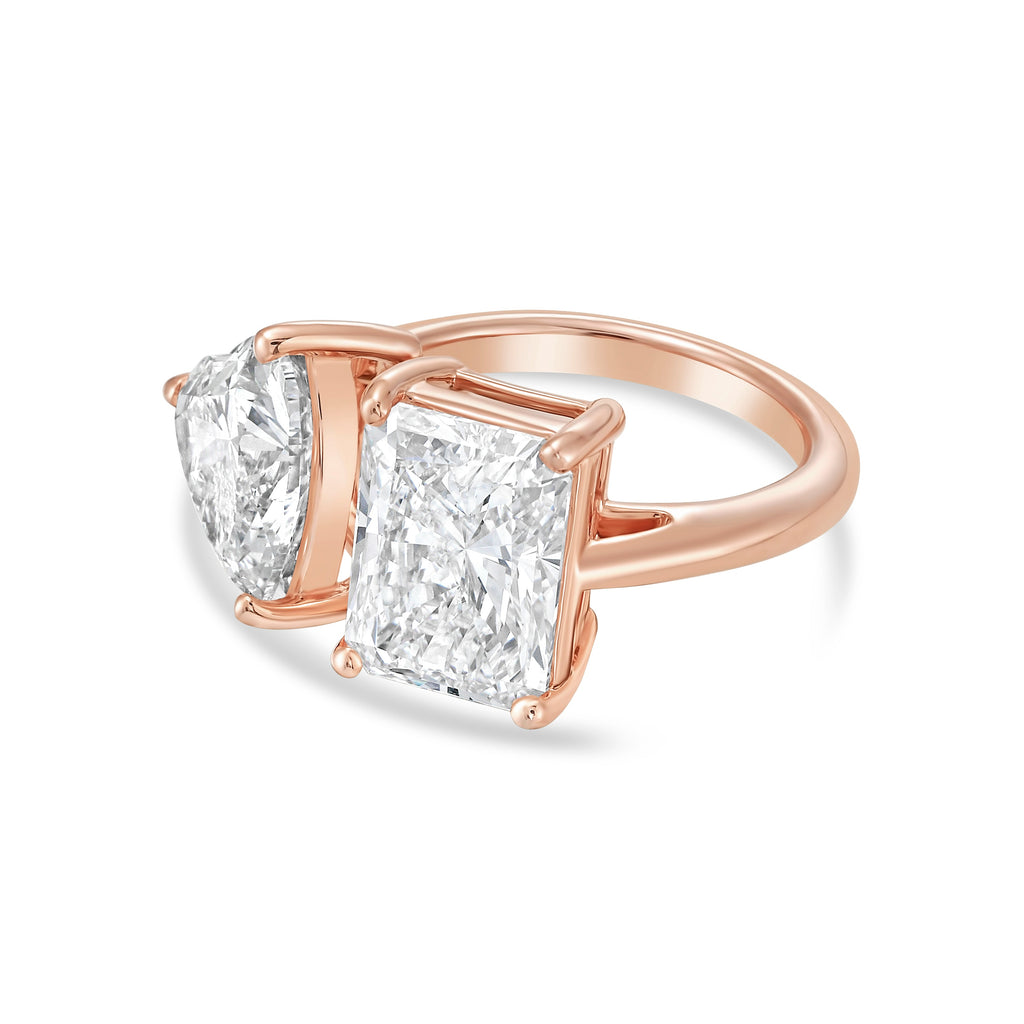 Lab Grown Heart And Radiant Diamond Ring