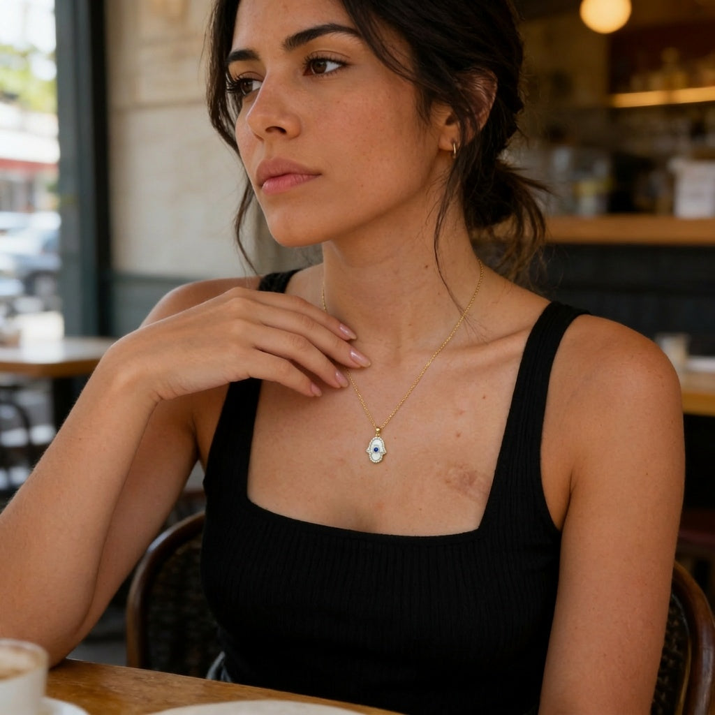 Hamsa Evil Eye Necklace by AZ Essentials