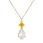 Lab-Grown Yellow & White Diamond Drop Pendant, 14k Gold
