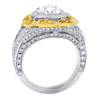 Two Tone Round Halo Pave Split Shank Ring