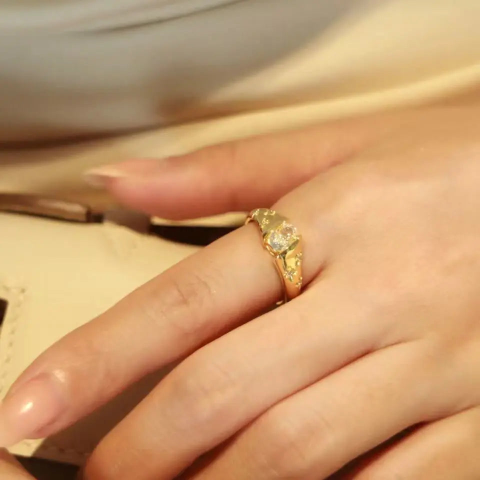 Citrine Sun Ring in Yellow Gold