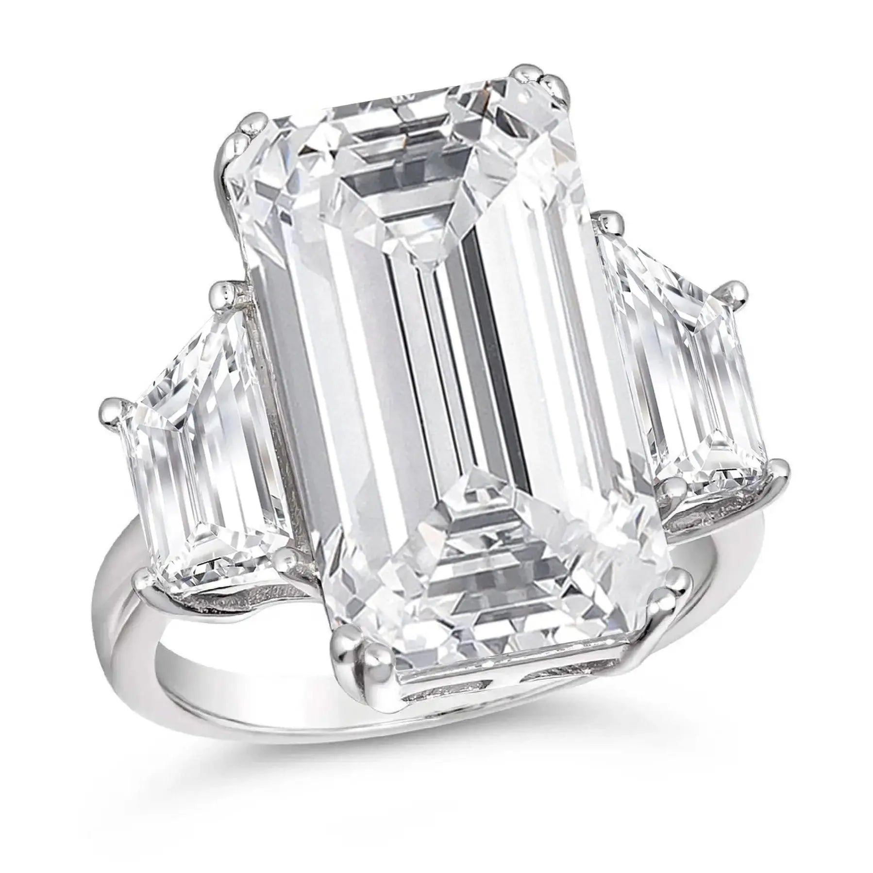 3 Stone White Topaz Ring