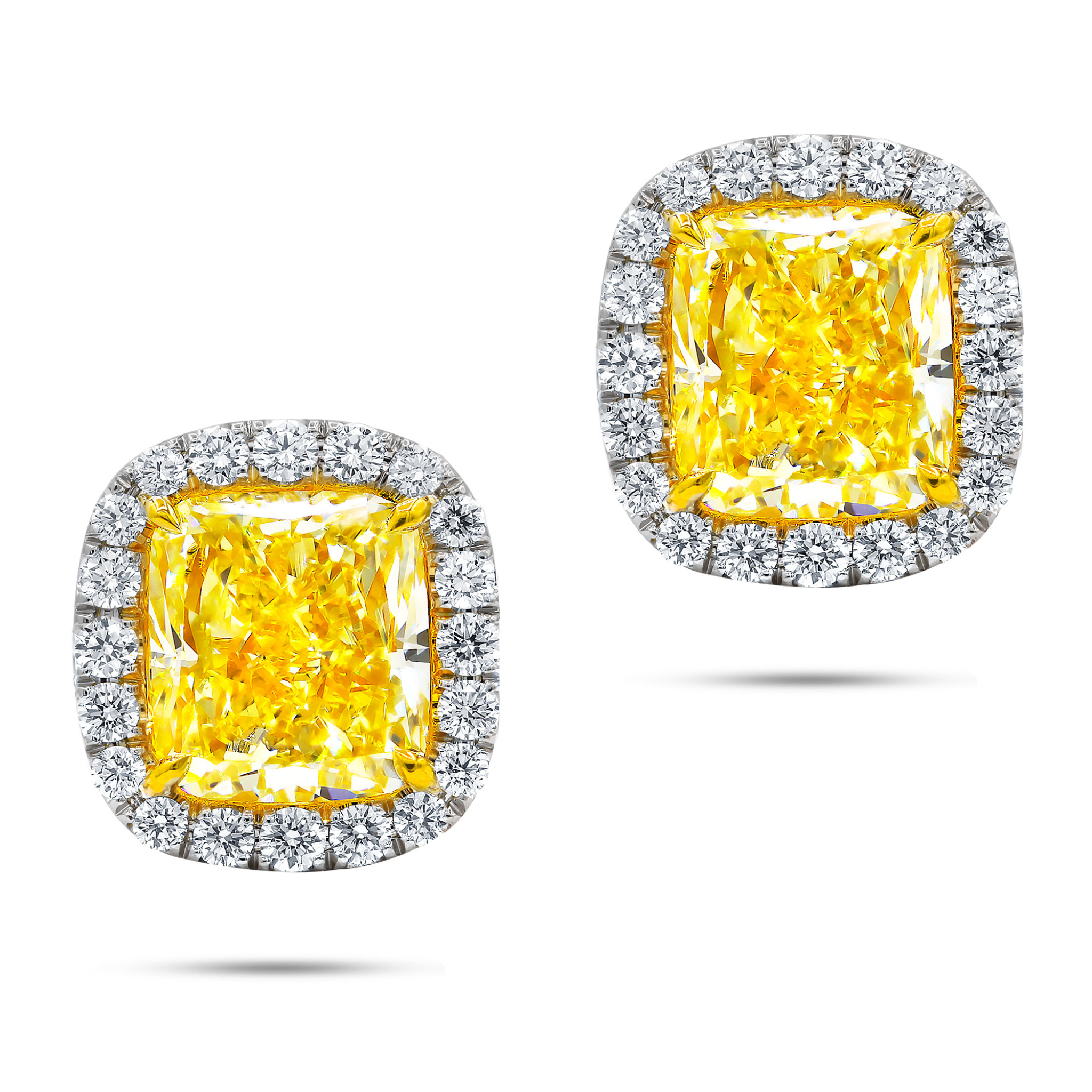 Fancy Yellow Halo Diamond Stud Earring