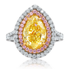 Fancy Yellow Pear Shaped Diamond Double Halo Ring