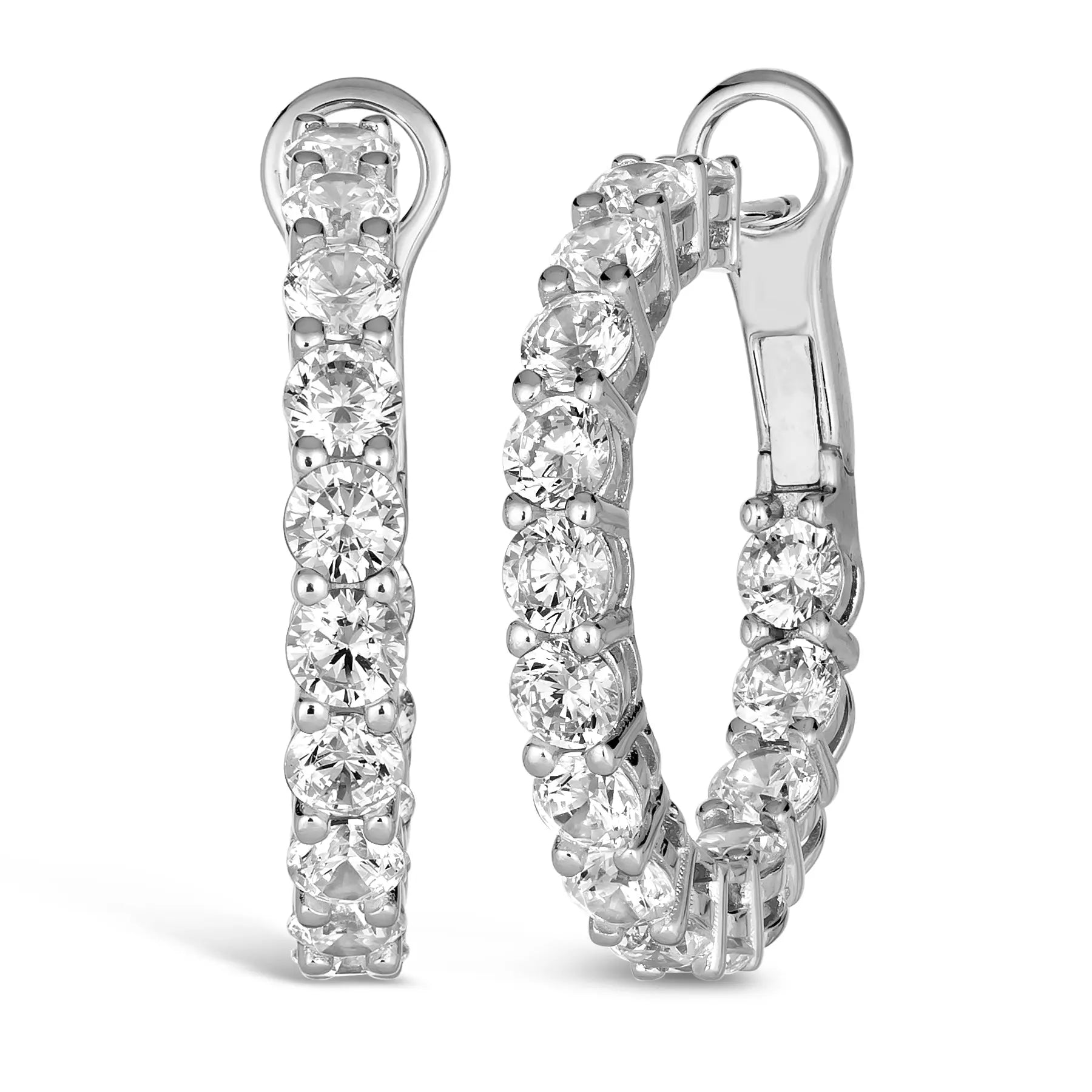 3.75 Carat Inside Out Shared Prong Hoops