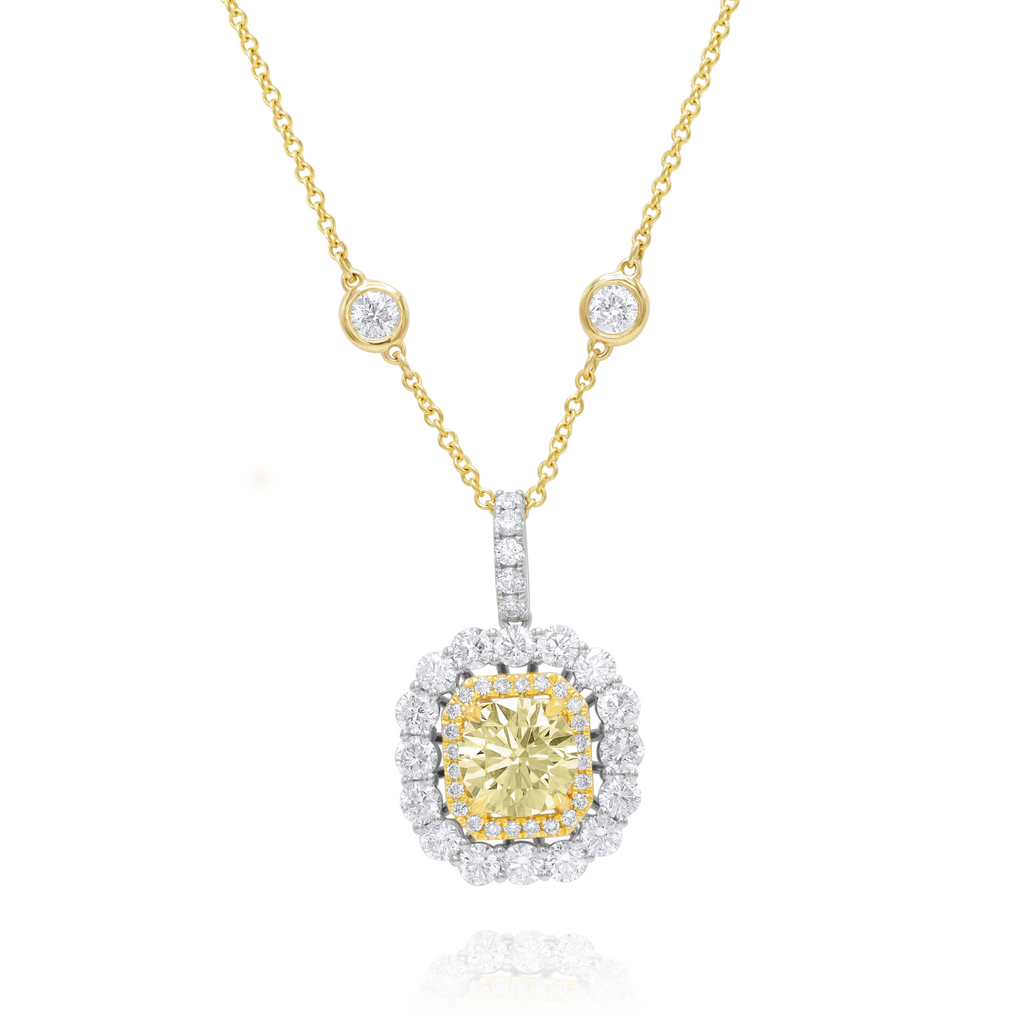 3.96ct Fancy Yellow Oval Diamond By the Yard Necklace